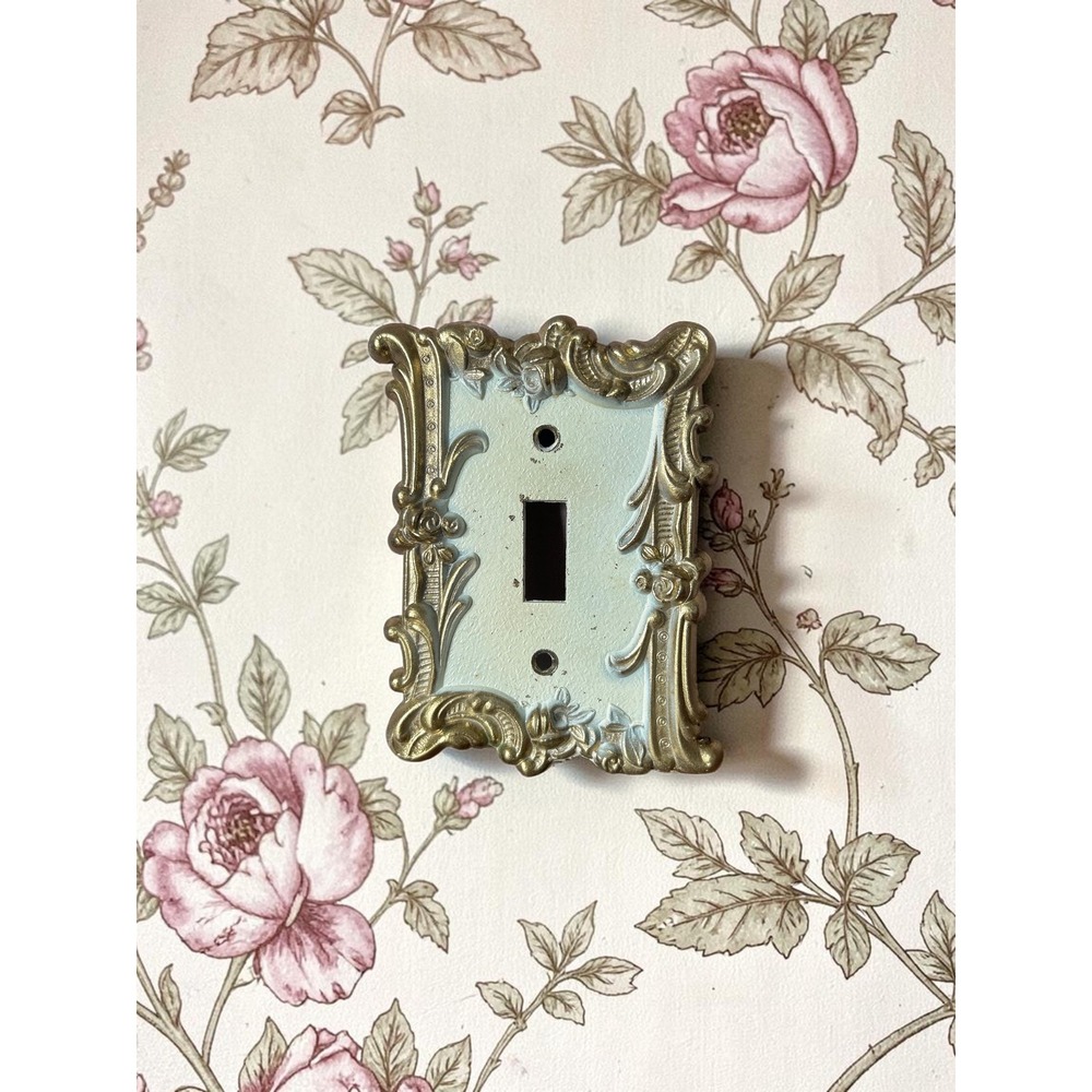 Vintage Brass Floral Light Switch Cover - Wall Plate Ornate Victorian